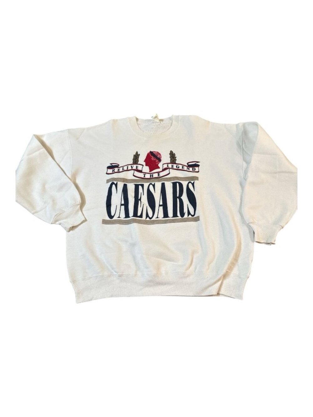 Caesars Palace Vintage  Sweatshirt Large White Las Vegas Casino Crewneck 90s
